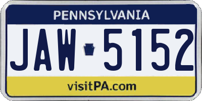 PA license plate JAW5152