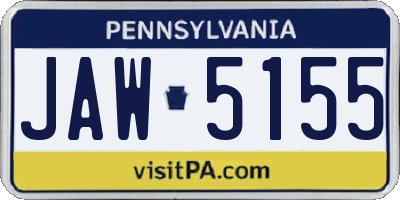 PA license plate JAW5155
