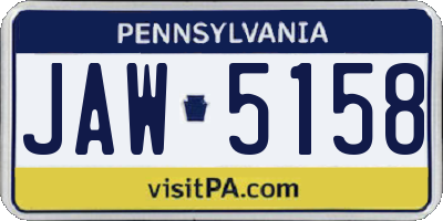 PA license plate JAW5158