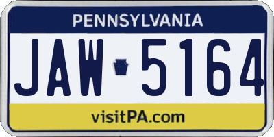 PA license plate JAW5164