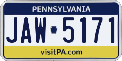 PA license plate JAW5171