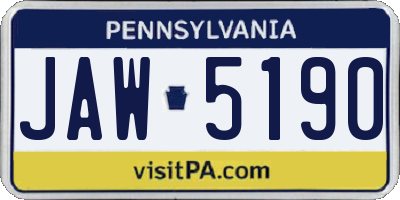 PA license plate JAW5190