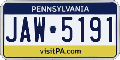 PA license plate JAW5191