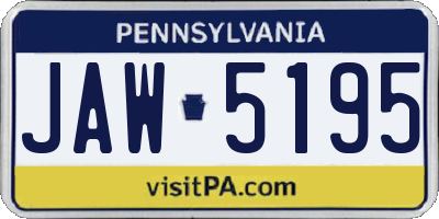 PA license plate JAW5195