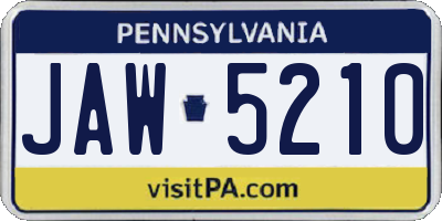 PA license plate JAW5210