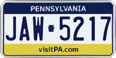 PA license plate JAW5217