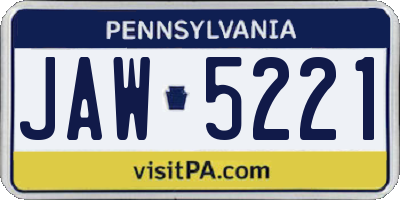 PA license plate JAW5221
