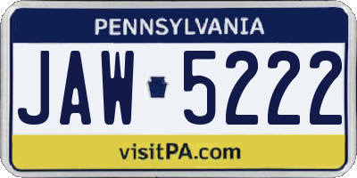 PA license plate JAW5222