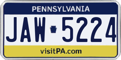 PA license plate JAW5224
