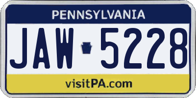 PA license plate JAW5228