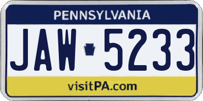 PA license plate JAW5233