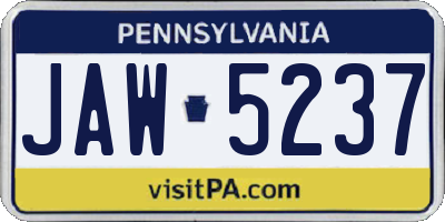 PA license plate JAW5237