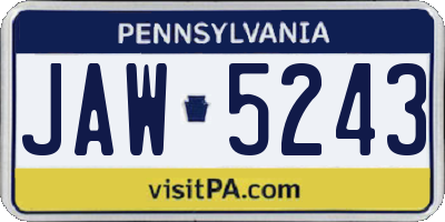 PA license plate JAW5243