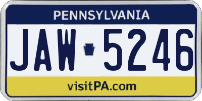 PA license plate JAW5246
