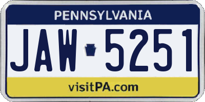 PA license plate JAW5251