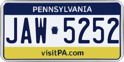 PA license plate JAW5252