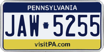 PA license plate JAW5255