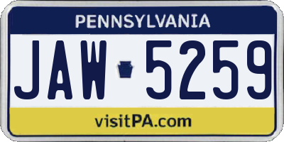 PA license plate JAW5259