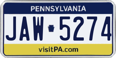 PA license plate JAW5274