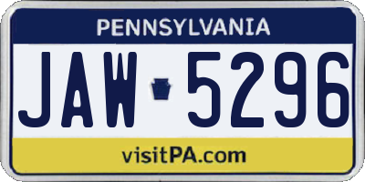 PA license plate JAW5296