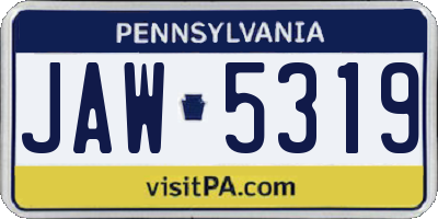 PA license plate JAW5319