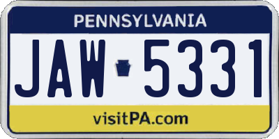 PA license plate JAW5331