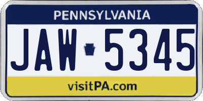 PA license plate JAW5345