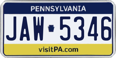 PA license plate JAW5346