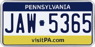 PA license plate JAW5365