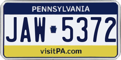 PA license plate JAW5372