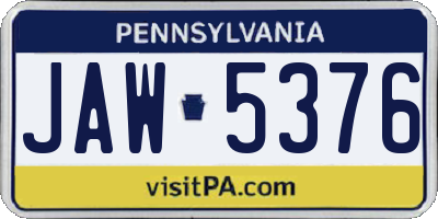 PA license plate JAW5376