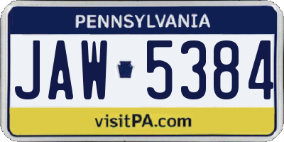 PA license plate JAW5384