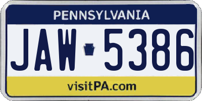 PA license plate JAW5386