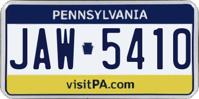 PA license plate JAW5410