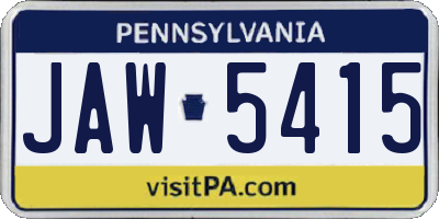 PA license plate JAW5415