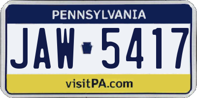 PA license plate JAW5417