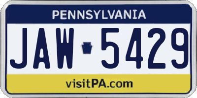 PA license plate JAW5429