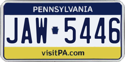 PA license plate JAW5446