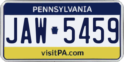 PA license plate JAW5459