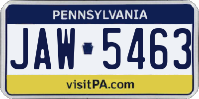 PA license plate JAW5463