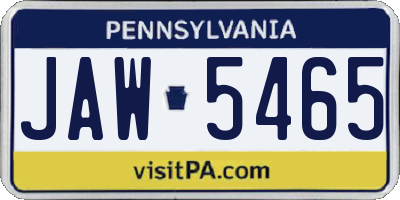 PA license plate JAW5465