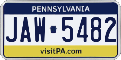 PA license plate JAW5482