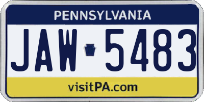 PA license plate JAW5483