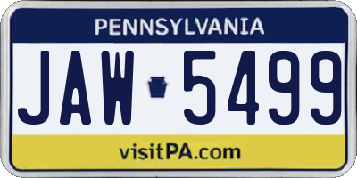 PA license plate JAW5499