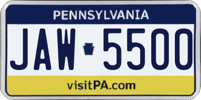 PA license plate JAW5500