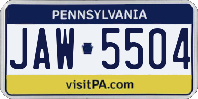 PA license plate JAW5504