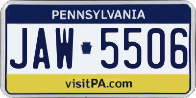 PA license plate JAW5506