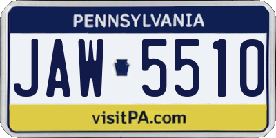 PA license plate JAW5510