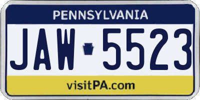 PA license plate JAW5523