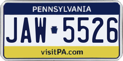 PA license plate JAW5526